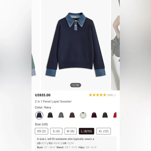 Commense 2 in 1 Panel Lapel Sweater in Navy 💙 - Picture 3 of 7